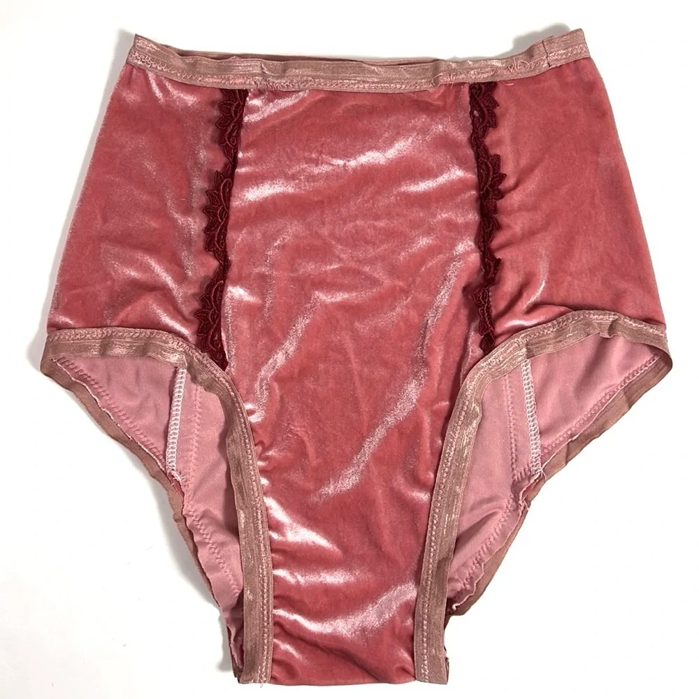 Unique K.S. Garner Velvet Bloomers Pink Velvet Red Trim - Picture 14 of 15